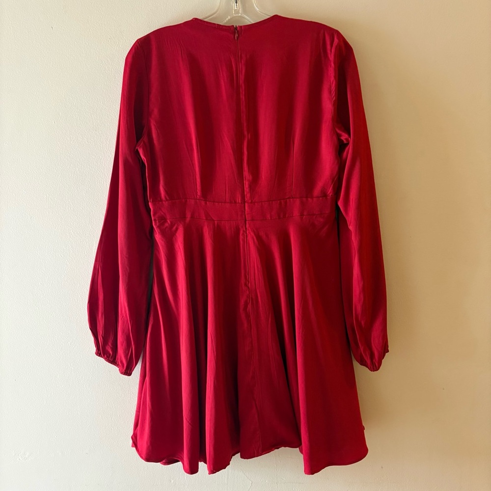 Petal & Pup Red Long-Sleeve Wrap Midi Dress, Sz 12, fits smaller. - Picture 7 of 15